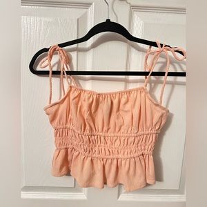 forever 21 coral tie shoulder crop top size S